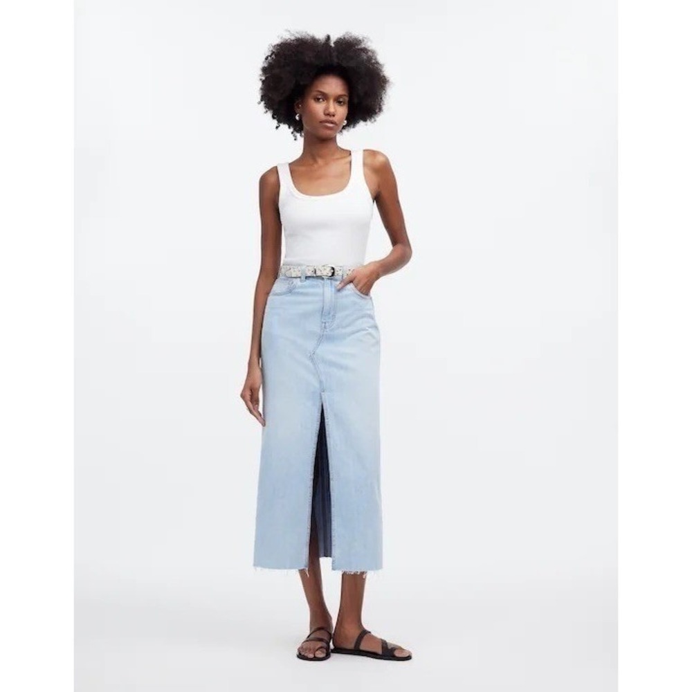 Madewell The Rilee Denim Midi Skirt Fitzgerald Wash 31‎ NWT